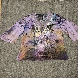 Women's Multicolor V-Neck Top